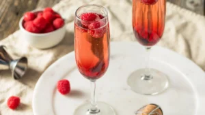 Kir Royal - cassis liqueur mixed with chilled sparkling white wine